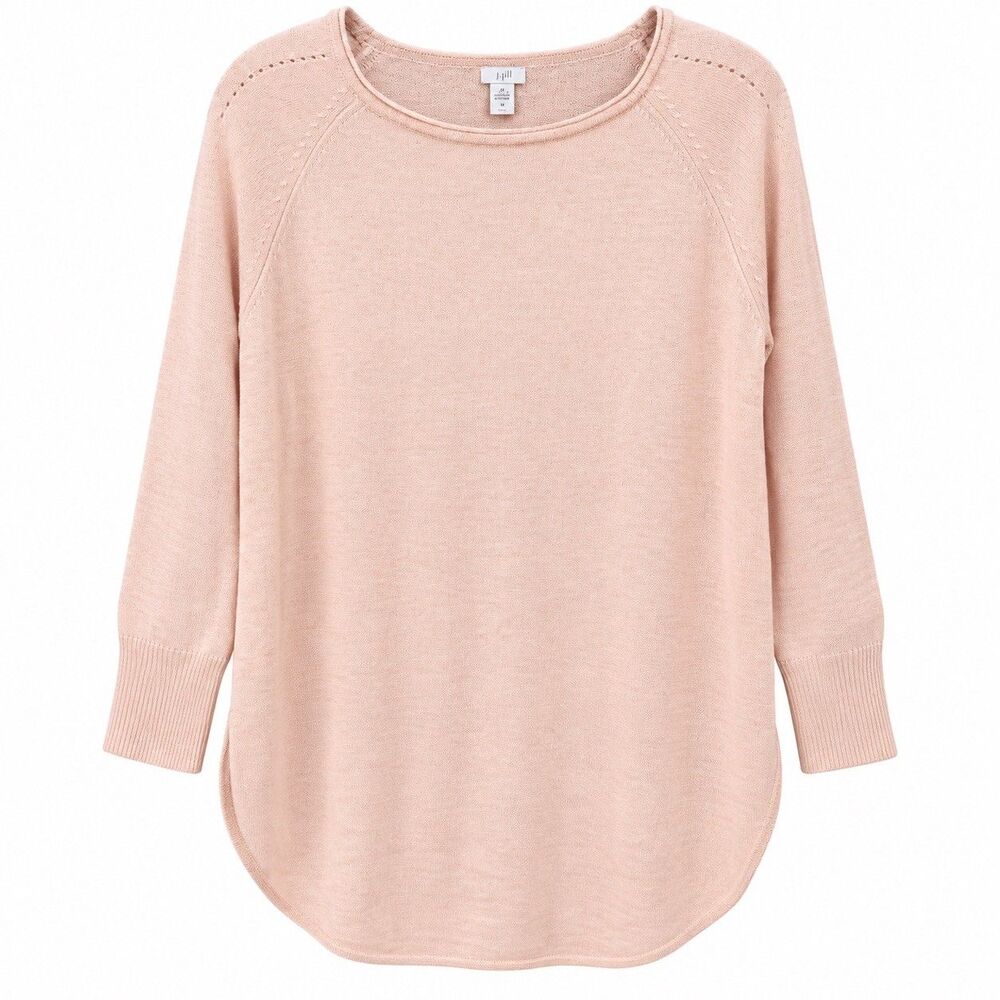 Halogen Cashmere Blend Sweater XS Pink Wool 30% Cashmere Tunic High Low Hem